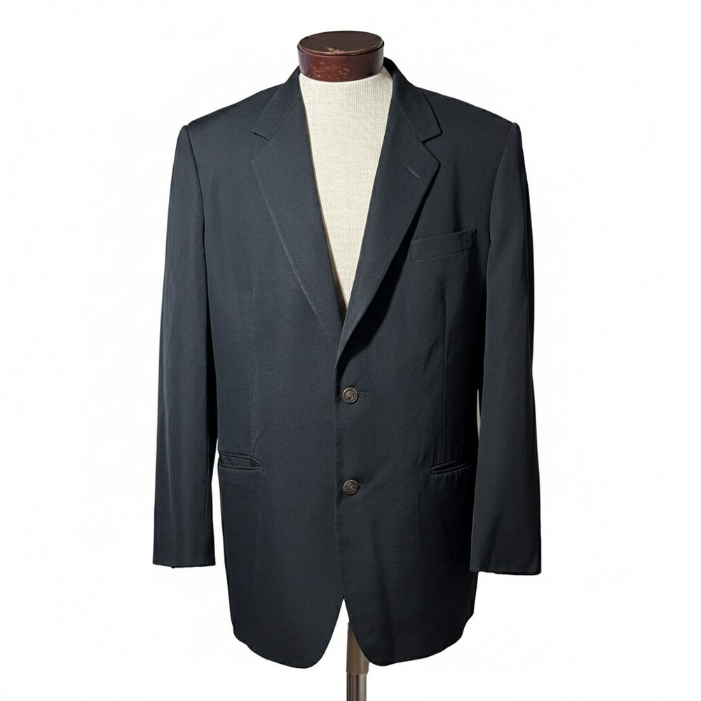 Pierre Cardin Pure Wool Charcoal Grey Blazer VTG Horse Two‎ Button US Size 42 L